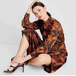 FUTURE COLLECTIVE NEW l/s mock neck asymmetrical a-line dress -medium